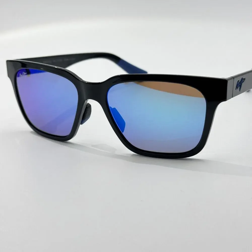 Maui Jim Sunglasses Punikai MP-BH MJ631-02 Black Square Blue Lens 56-17-140mm